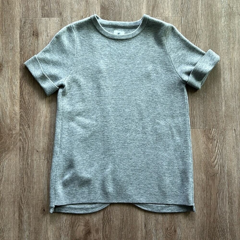 Southern Proper Beau Short Sleeve Sweater Grey Size XS Scallop Split Back